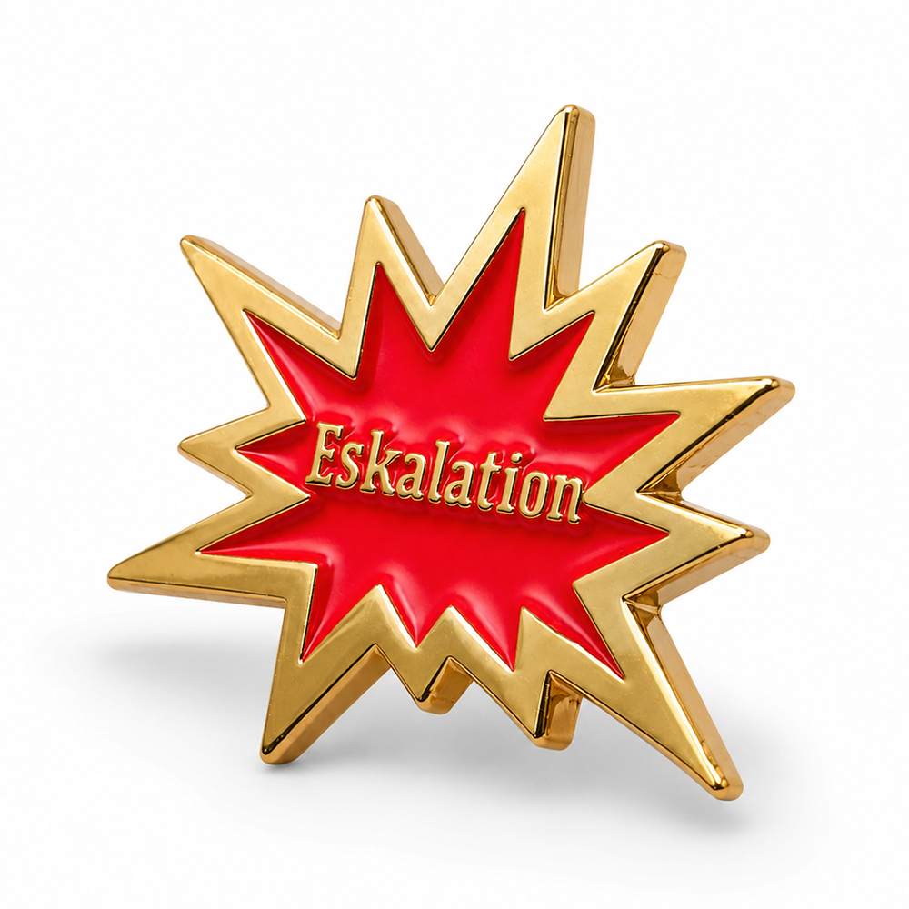 Anstecker Spruch "Eskalation" bunt