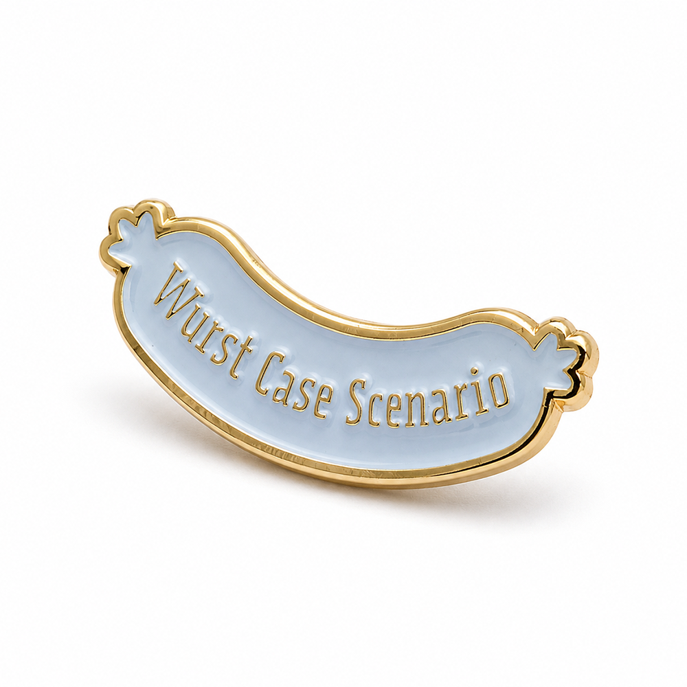 Anstecker Spruch "Wurst Case Scenario" bunt