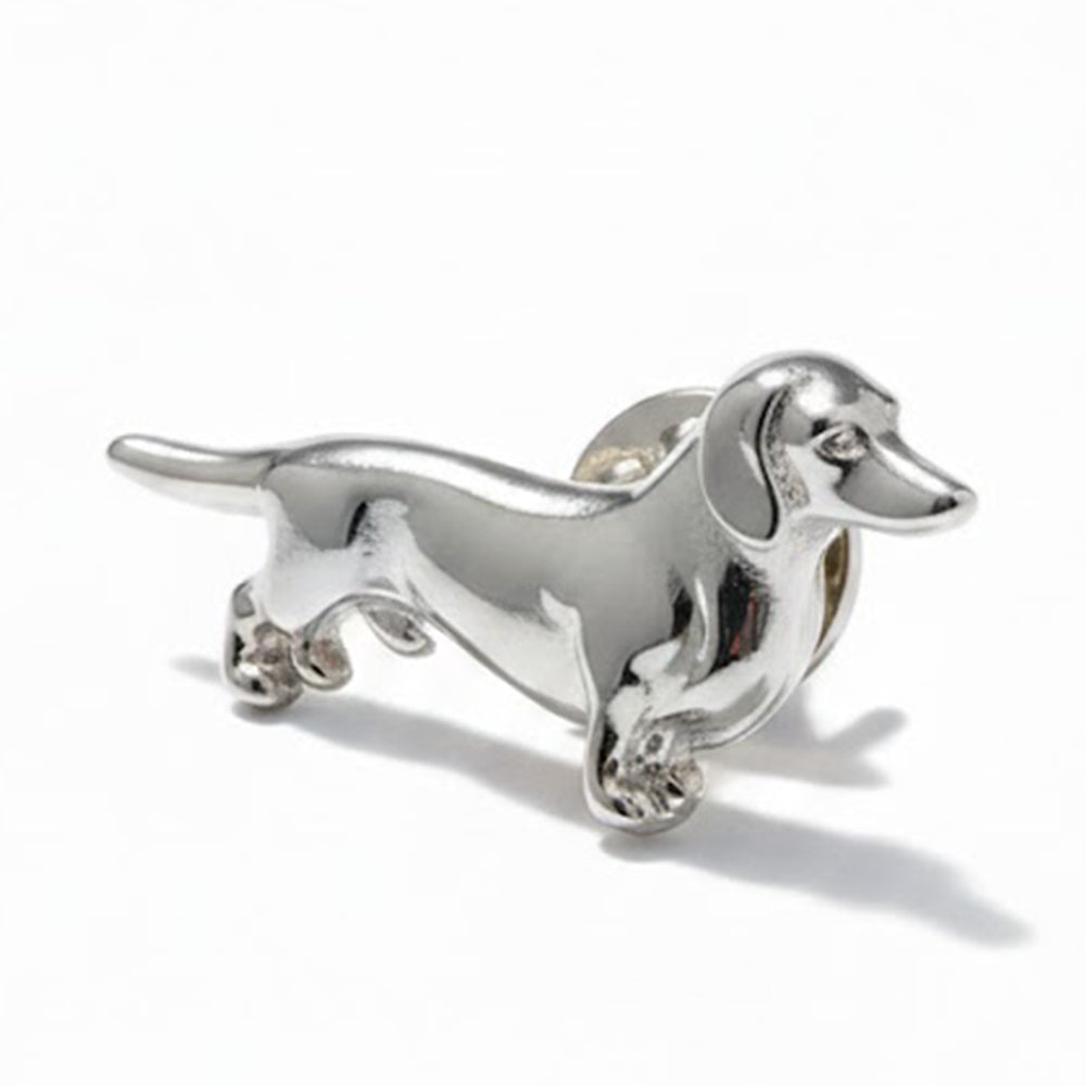 Anstecker Dackel Silber 3D