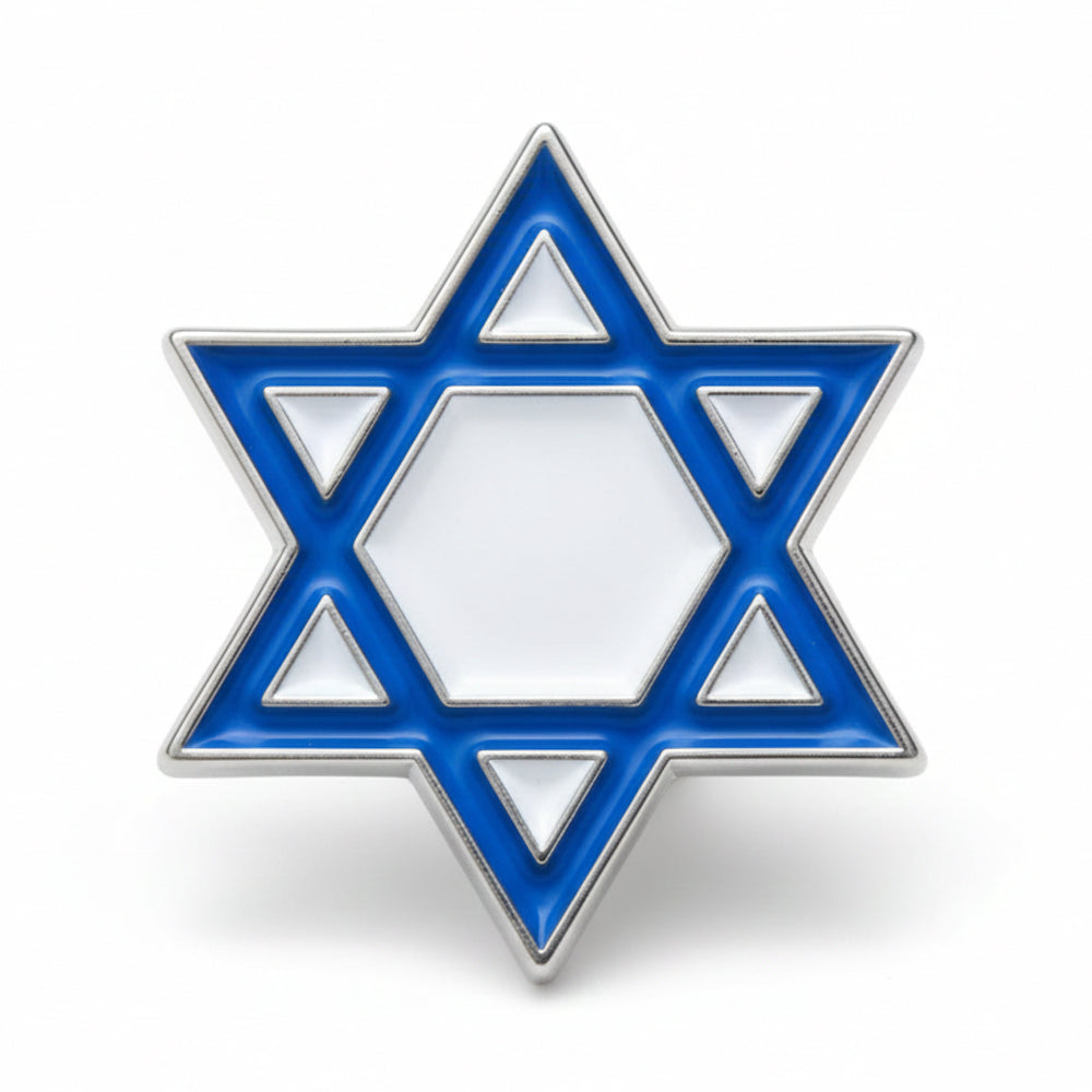 Anstecker Davidstern blau weiss