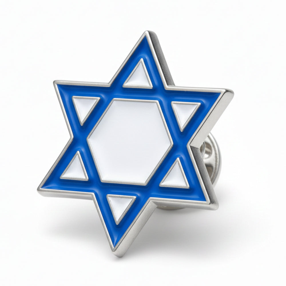 Anstecker Davidstern blau weiss