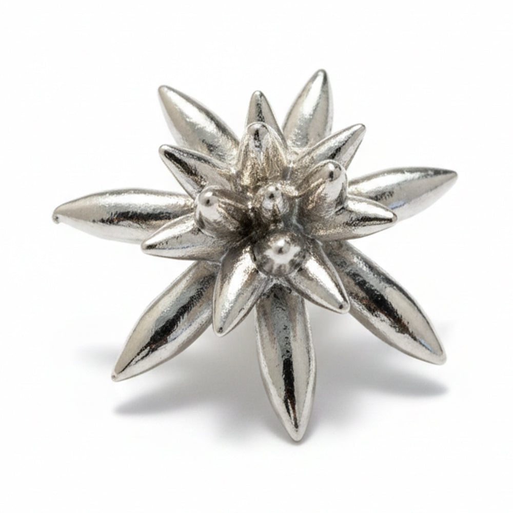 Anstecker Edelweiß 3D Silber