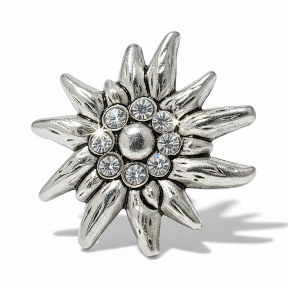 Anstecker Edelweiss mit Strass Klein