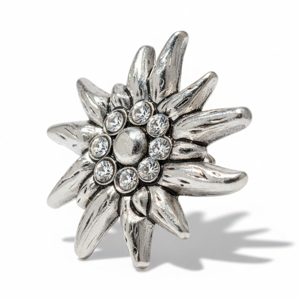 Anstecker Edelweiss mit Strass Klein