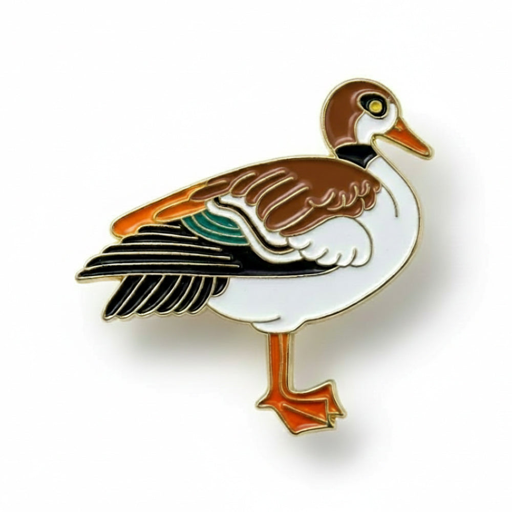 Anstecker Ente braun-weiß