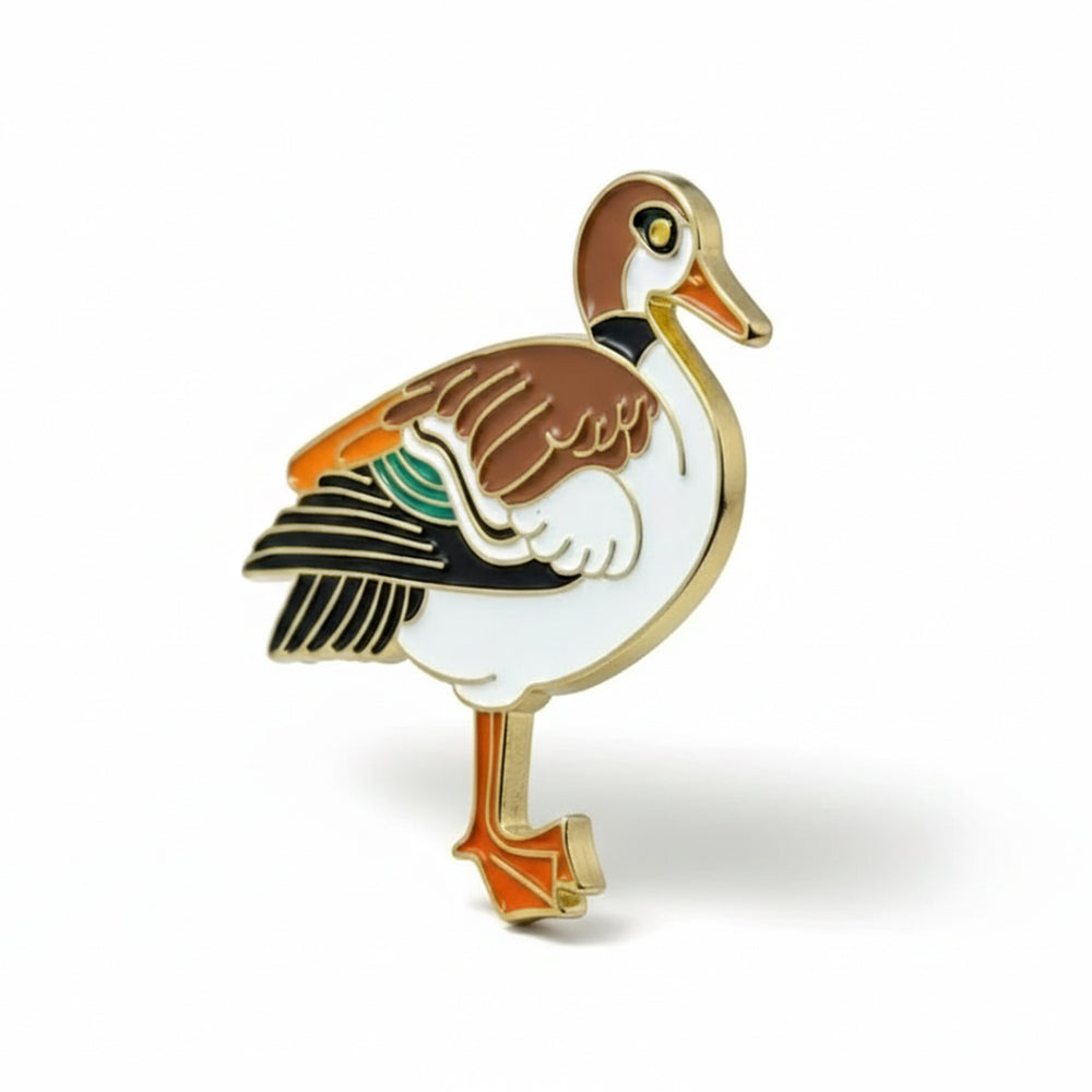 Anstecker Ente braun-weiß