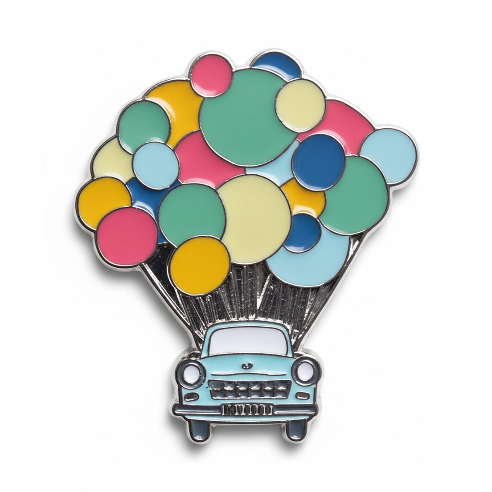 Anstecker "Free Trabi" - Trabi mit Luftballons