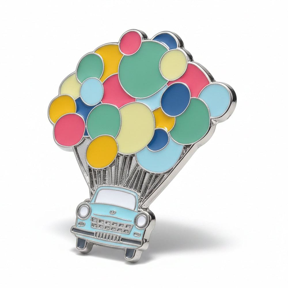 Anstecker "Free Trabi" - Trabi mit Luftballons