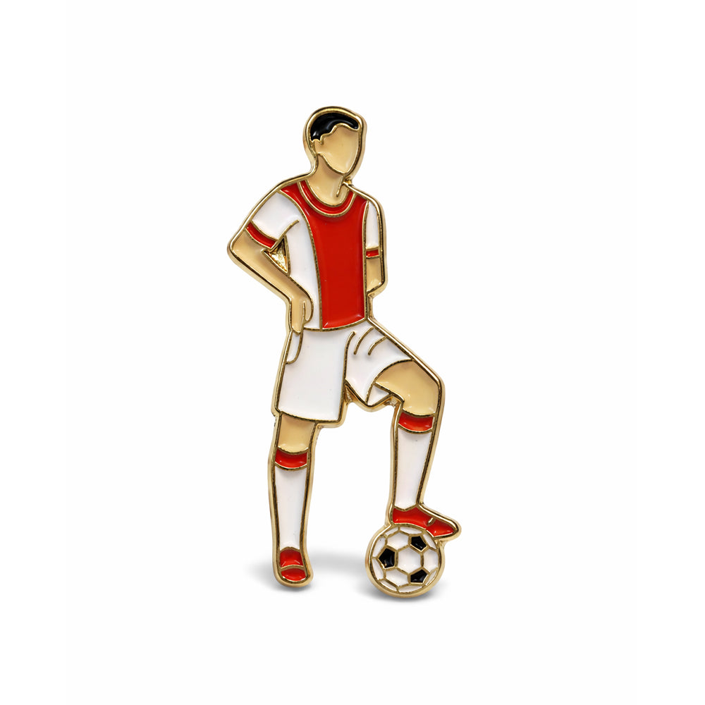 Anstecker Fußballer mit rot-weißem Trikot