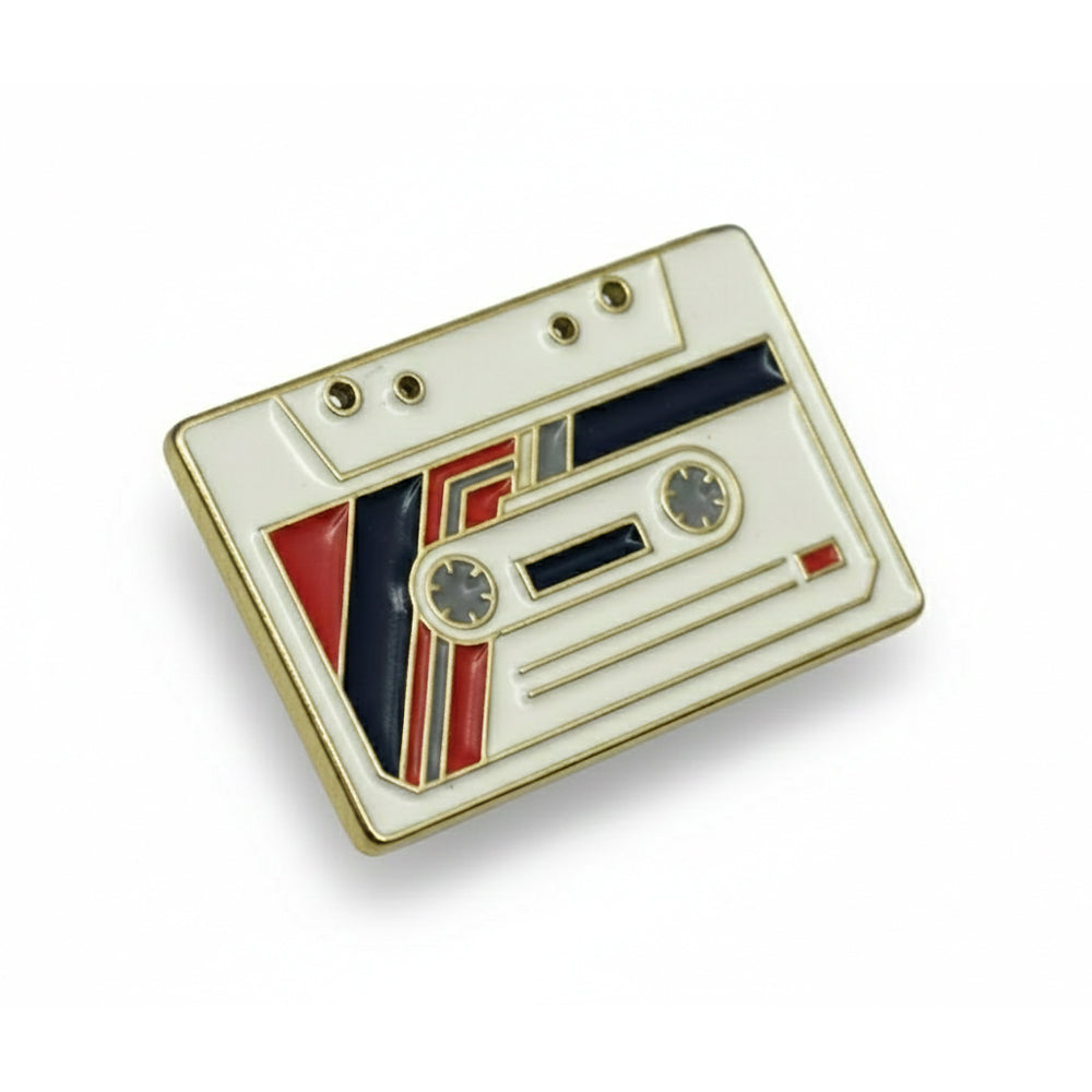 Anstecker Kasette retro weiß