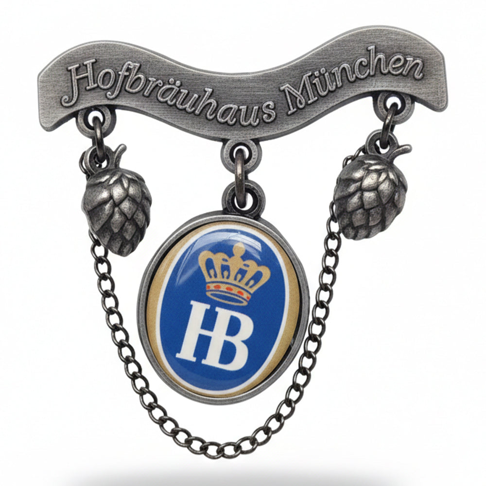 Anstecker Kette Hopfen und Logo - Hofbräu
