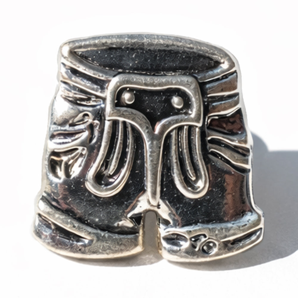 Anstecker Lederhose Silber