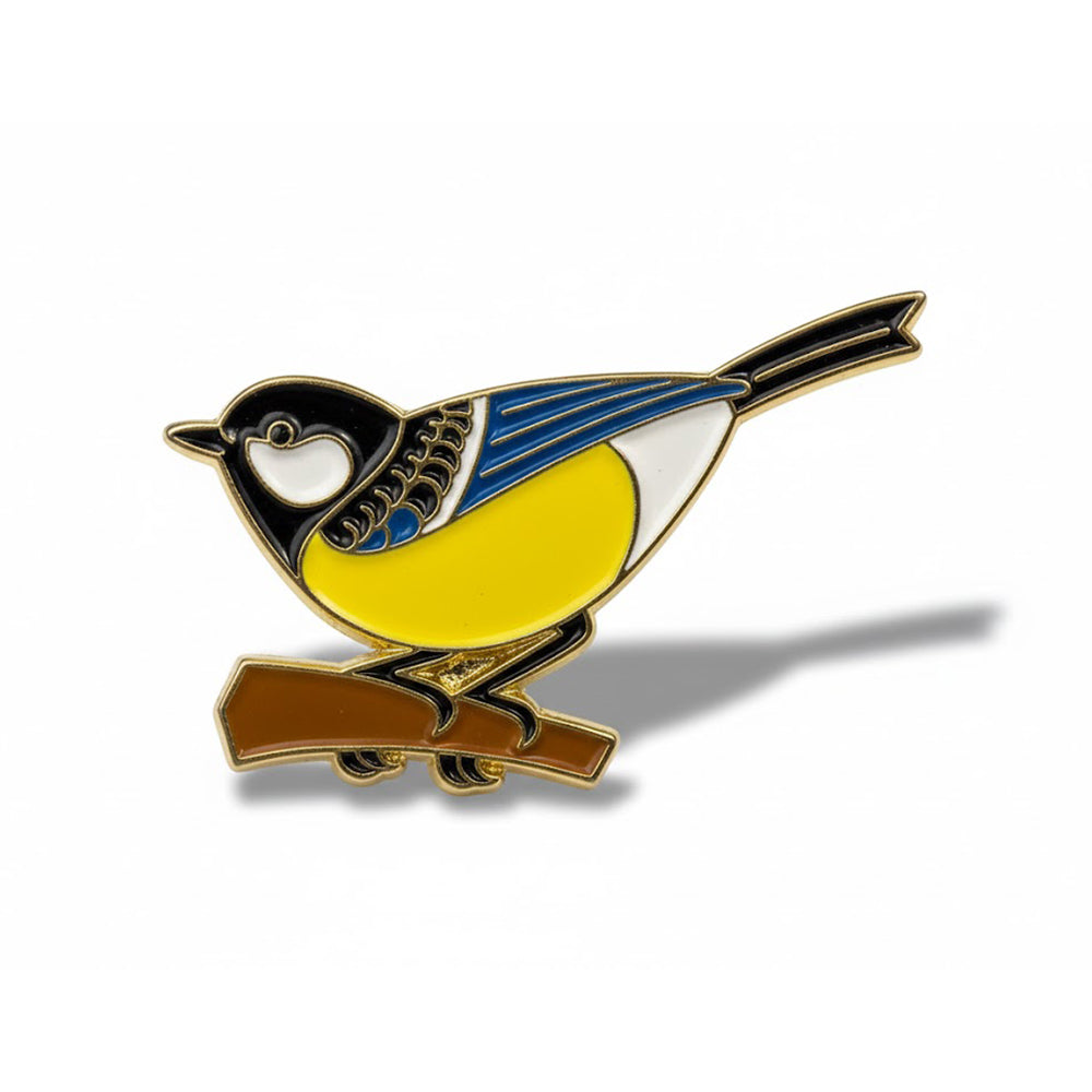 Anstecker Meise blau-gelb