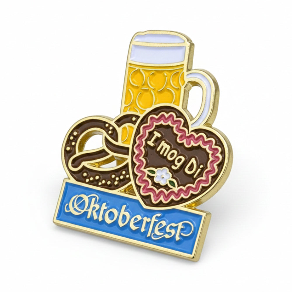 Anstecker Oktoberfest™ Pin Maß, Breze, Herz