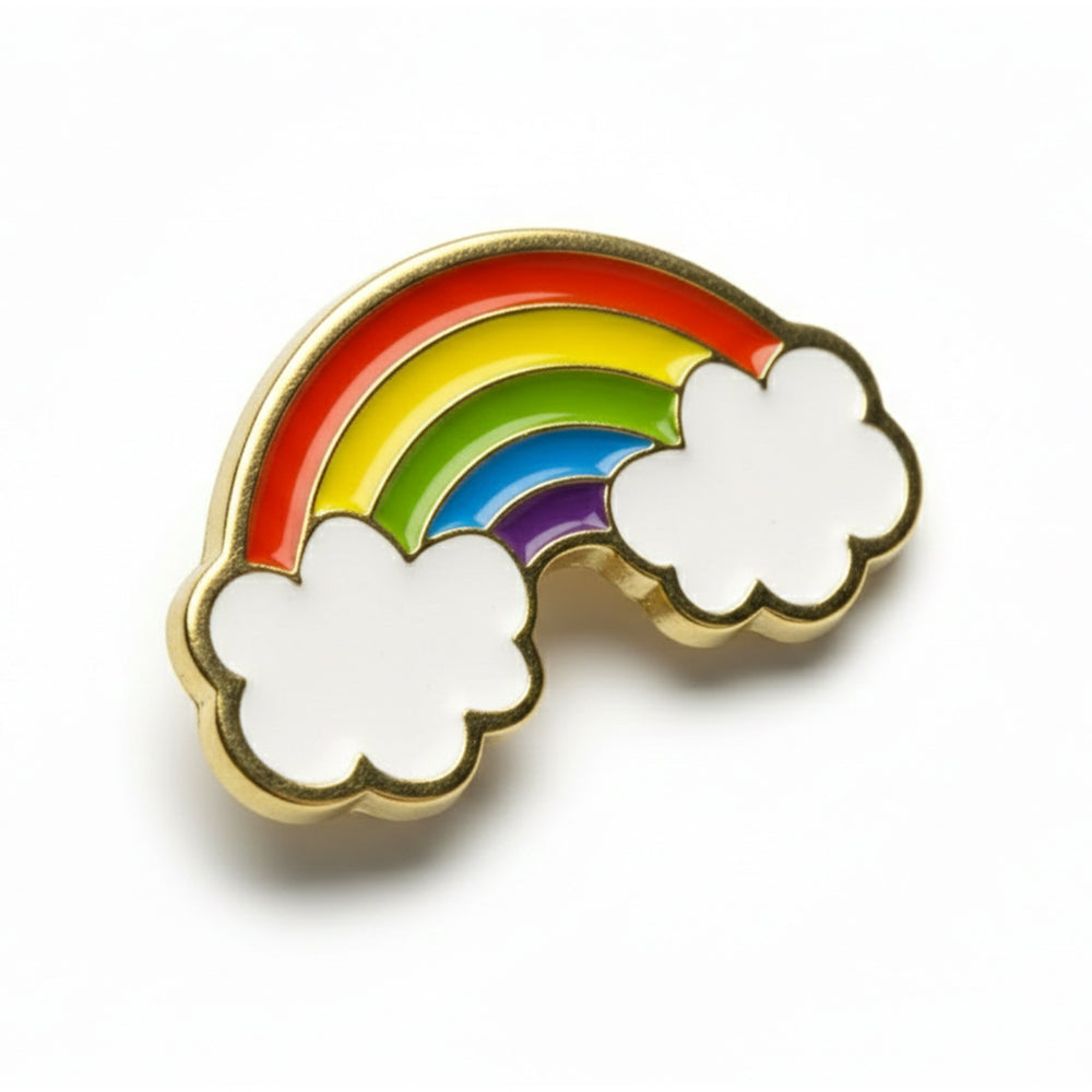 Anstecker Regenbogen mit Wolken