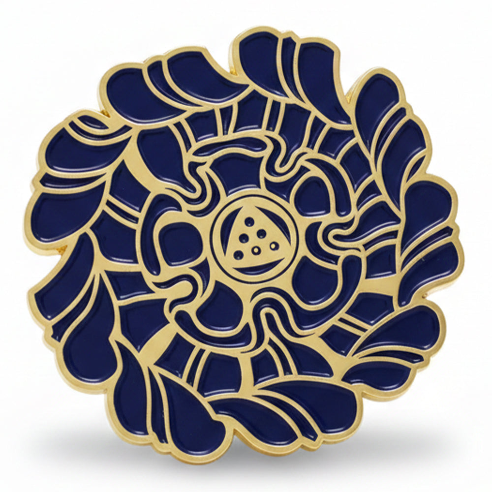 Anstecker Rosette blau - Berlinerschloss