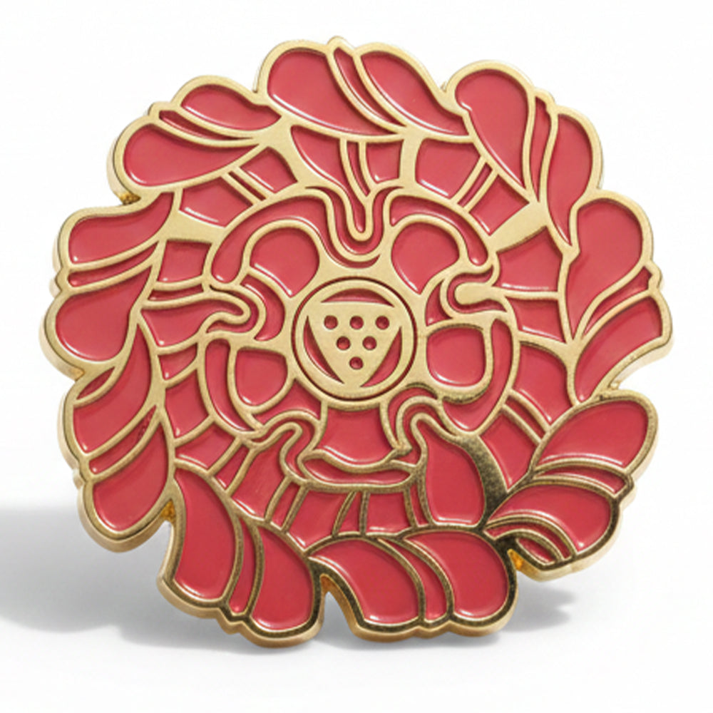 Anstecker Rosette rot - Berlinerschloss