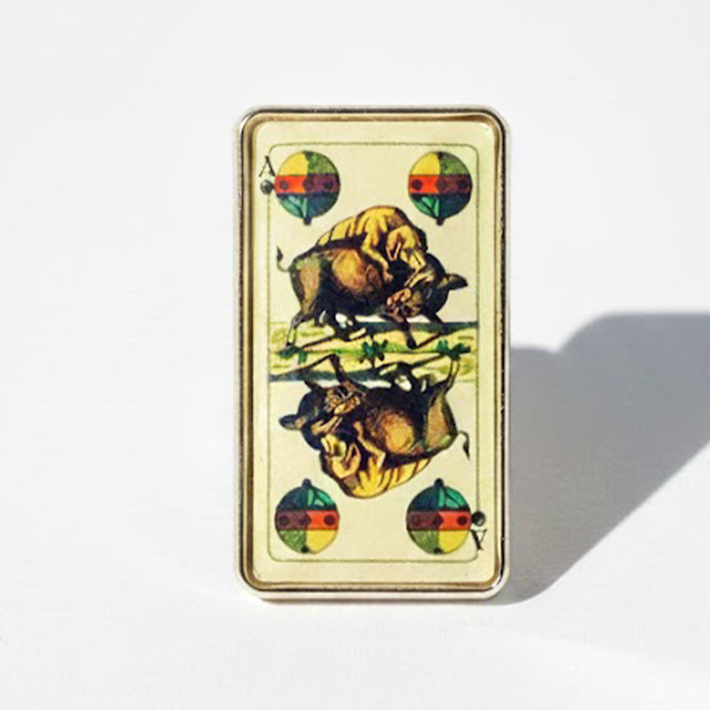Anstecker Schafkopfkarte Schelle Ass