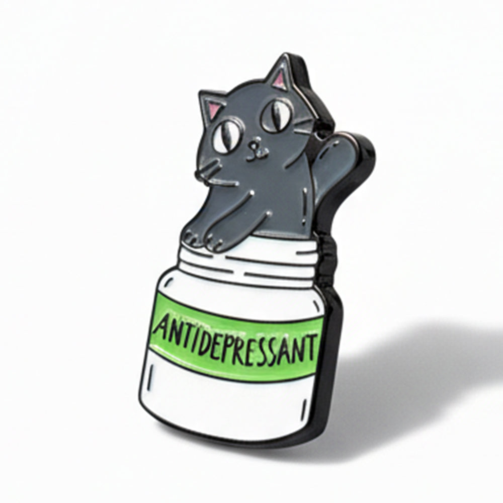 Anstecker Spruch Antidepressant Cat