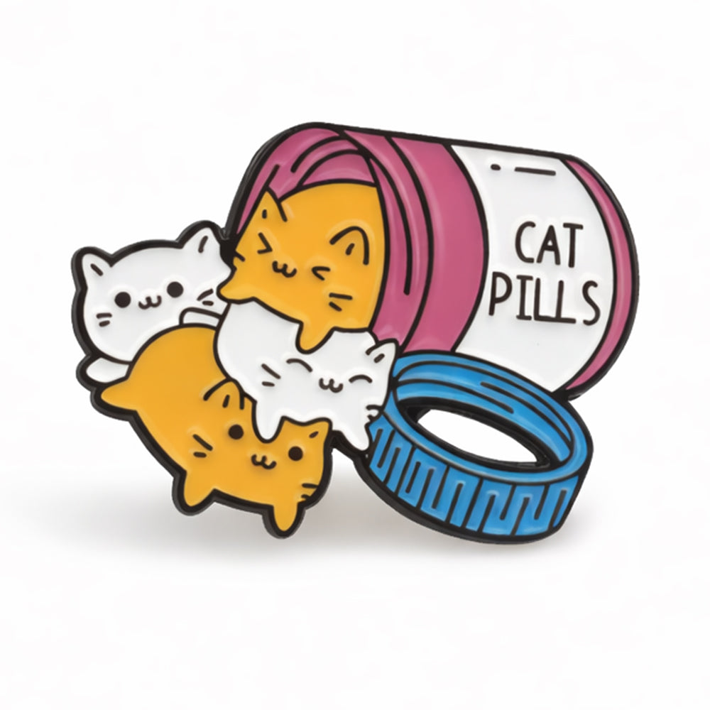 Anstecker Spruch "Cat Pills"