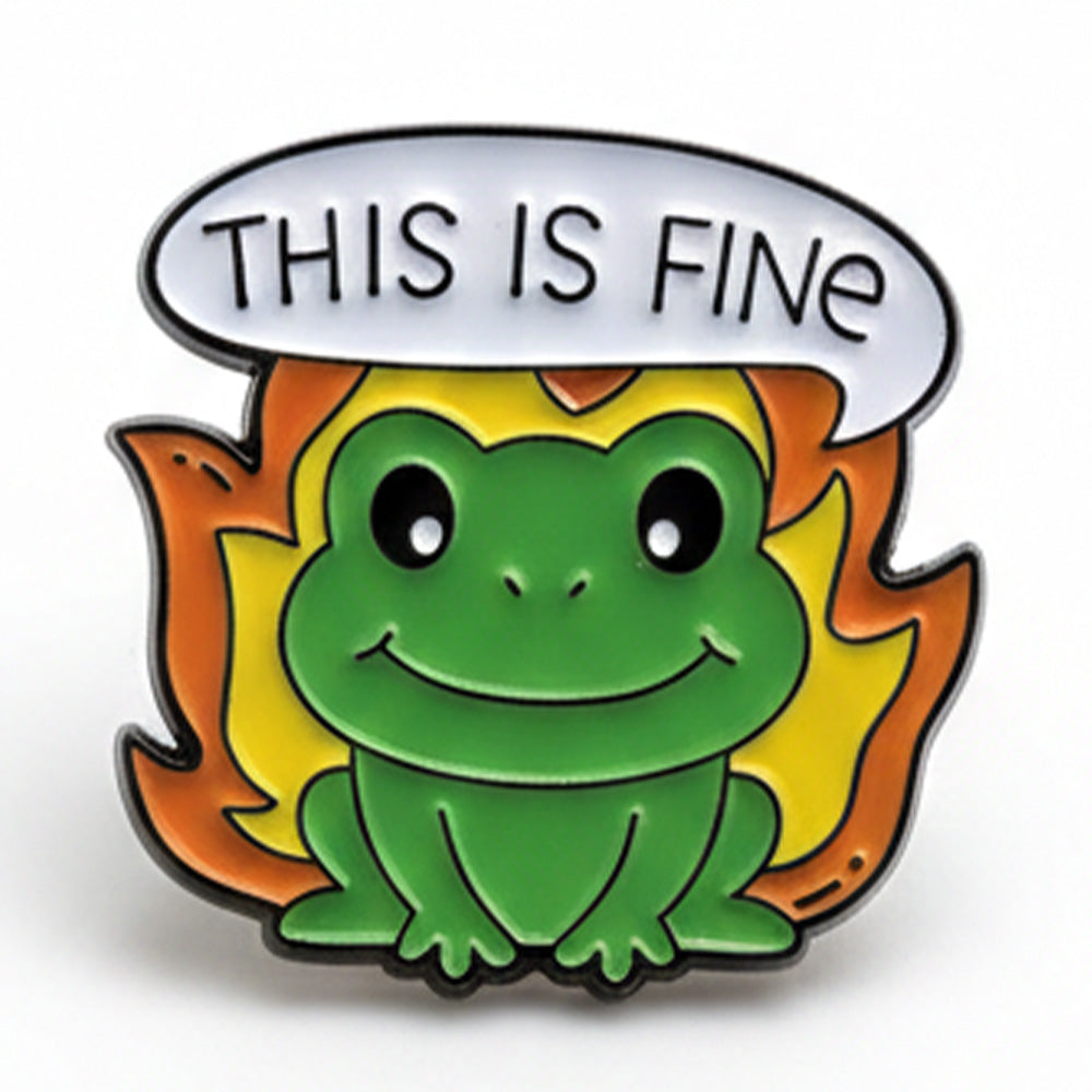 Anstecker Spruch "This Is Fine" - Frosch