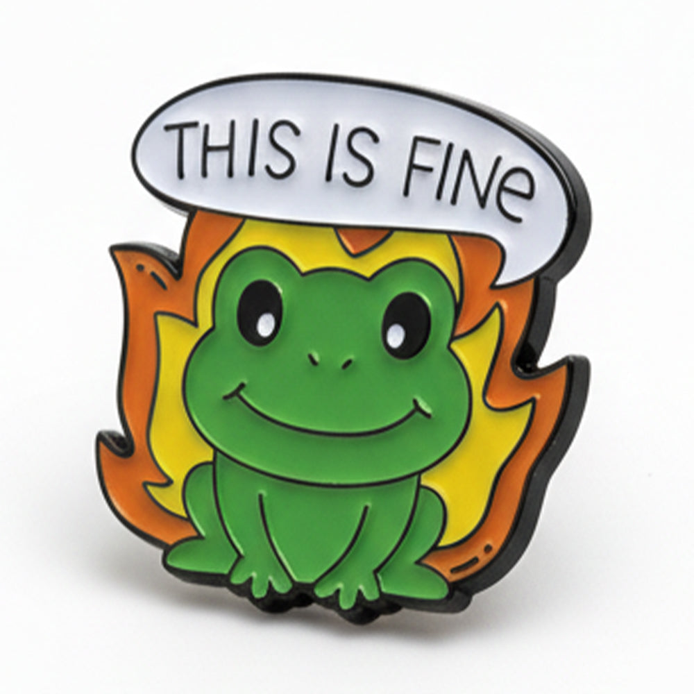 Anstecker Spruch "This Is Fine" - Frosch