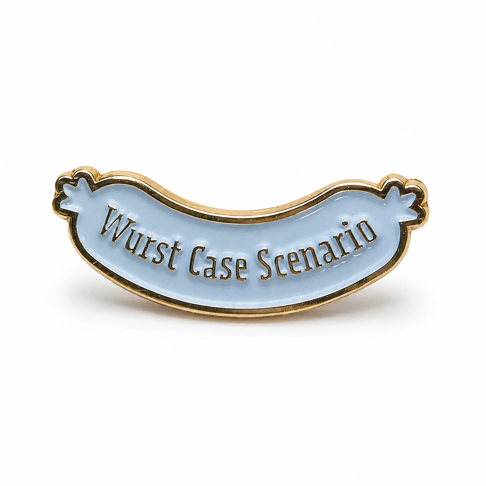 Anstecker Spruch "Wurst Case Scenario" bunt