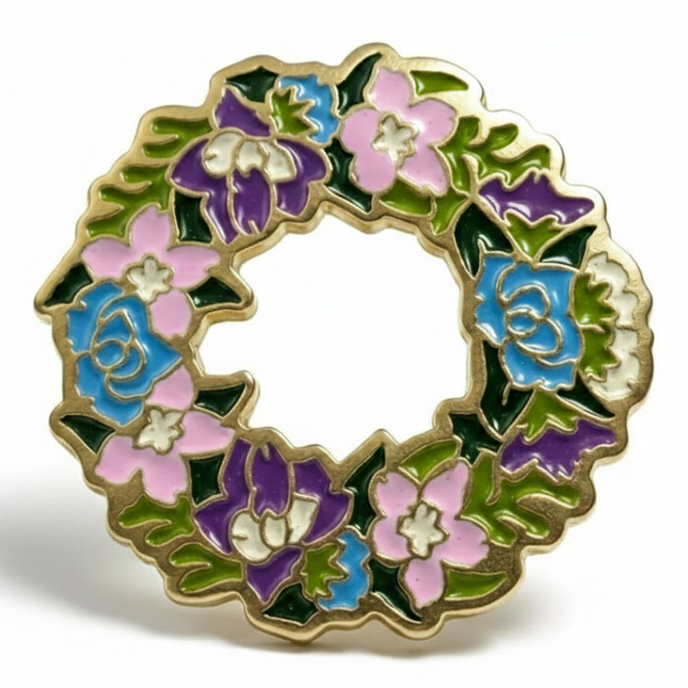 Anstecker Blumenkranz rund