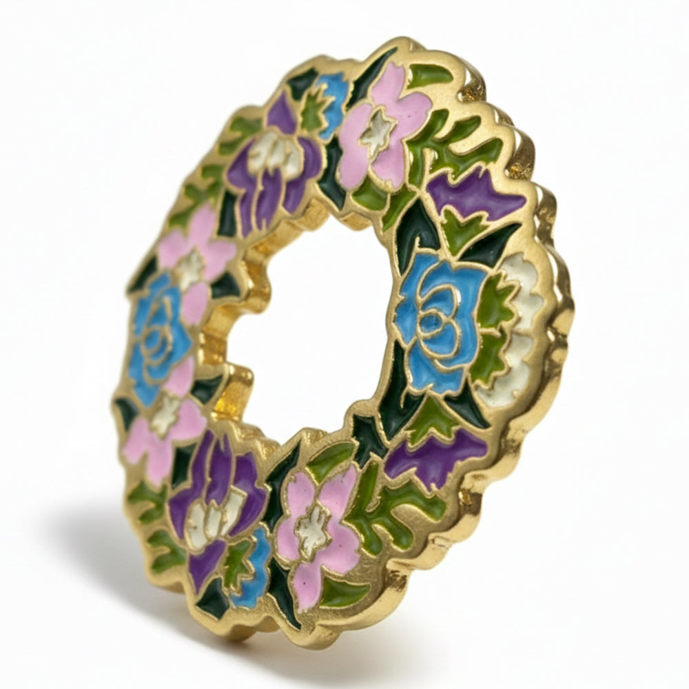 Anstecker Blumenkranz rund