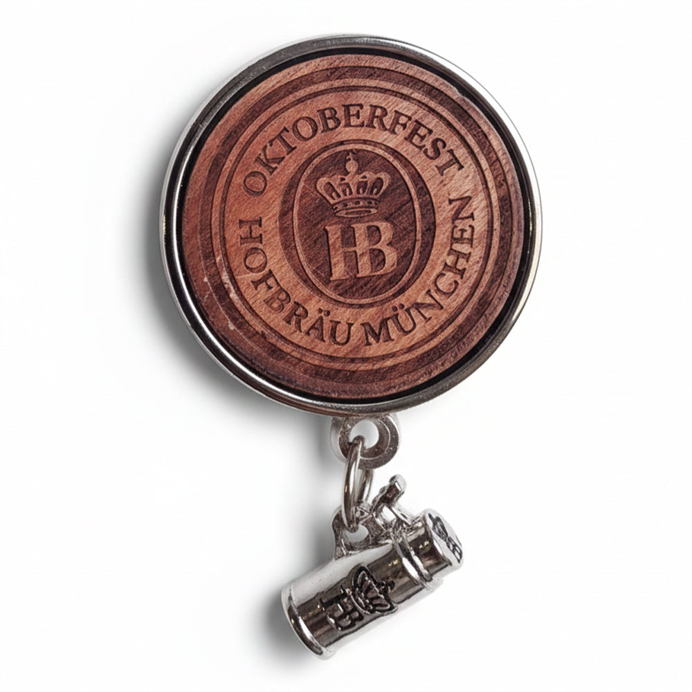 Anstecker Fassdeckel mit Bierkrug - Hofbräu