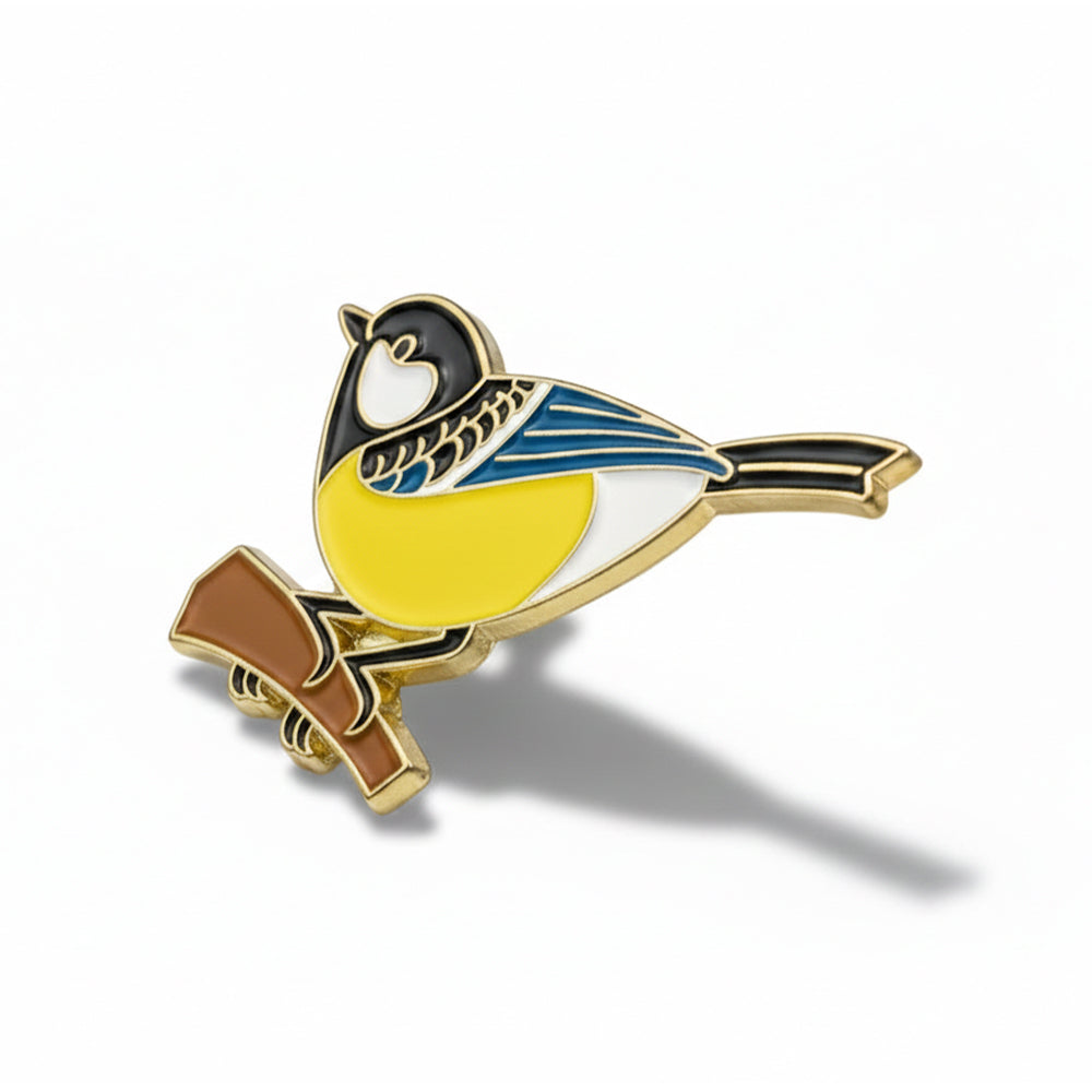 Anstecker Meise blau-gelb
