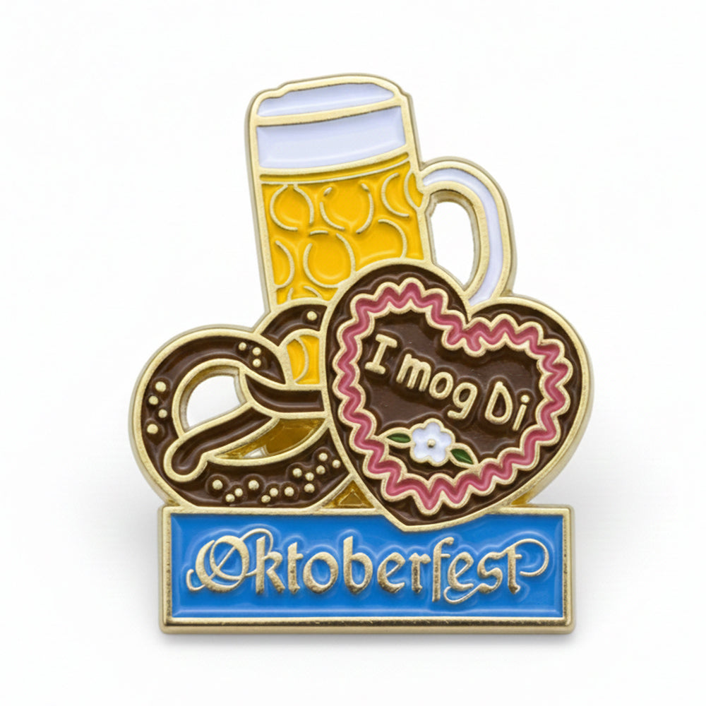 Anstecker Oktoberfest™ Pin Maß, Breze, Herz