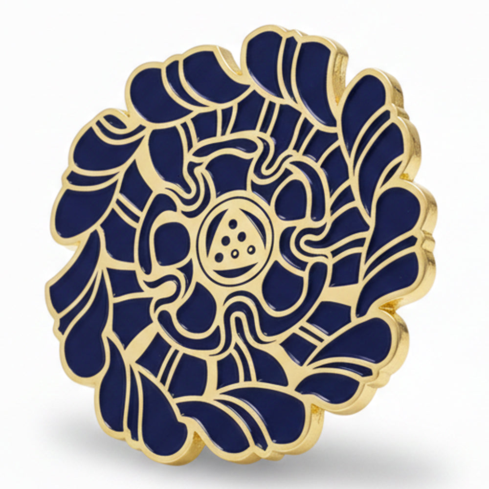 Anstecker Rosette blau - Berlinerschloss