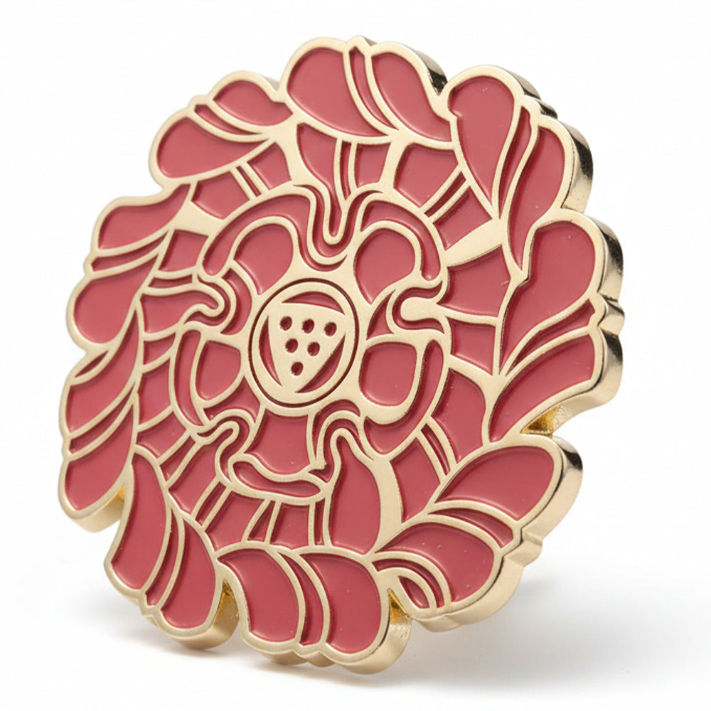 Anstecker Rosette rot - Berlinerschloss